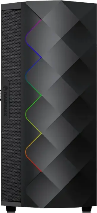 Gamemax Diamond CP WT Midi-Tower E-ATX Case, Black, Tempered Glass, ARGB Lighting, 4 Preinstalled Fans, Support GPU 340mm, CPU Cooler 170mm