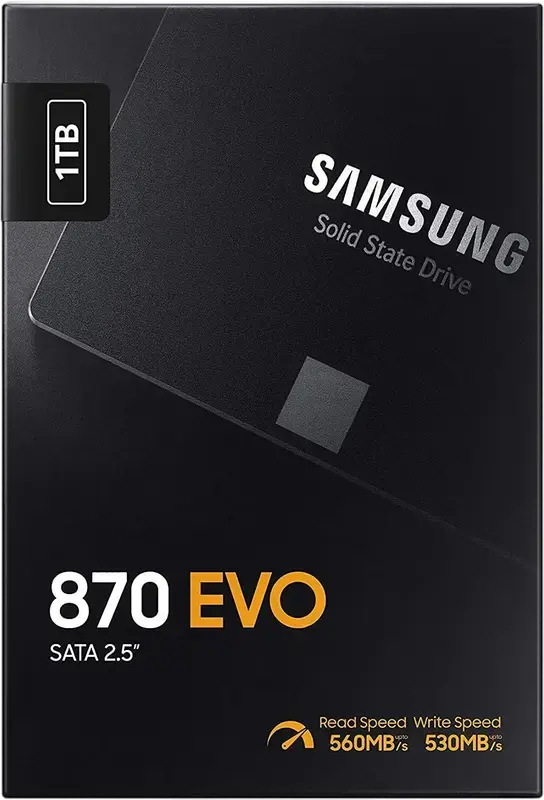 Samsung 870 EVO 1TB 2.5-inch Internal SSD MZ-77E1000 SATA III 6Gb/s V-NAND, Up to 560MB/s Read, 530MB/s Write, Intelligent TurboWrite