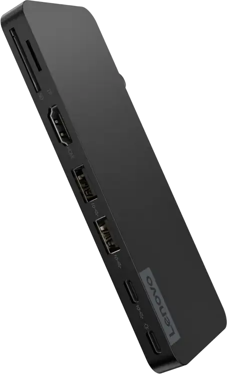 Док-станция Lenovo USB-C Slim Travel Dock, хаб 8-в-1 с HDMI 4K@60Hz, USB 3.2 Gen 2 Type-A и Type-C, слотом для SD карт, Power Delivery 65W, черный
