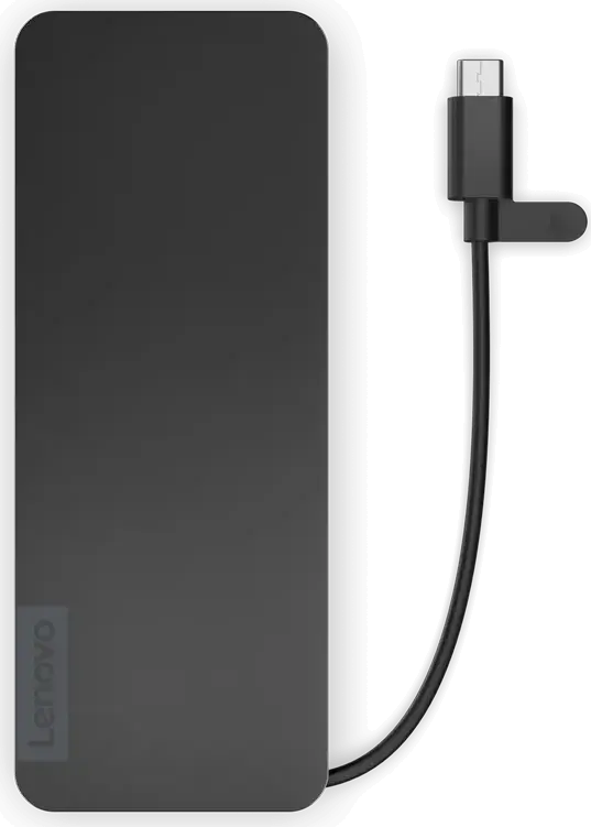 Док-станция Lenovo USB-C Slim Travel Dock, хаб 8-в-1 с HDMI 4K@60Hz, USB 3.2 Gen 2 Type-A и Type-C, слотом для SD карт, Power Delivery 65W, черный