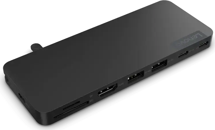Док-станция Lenovo USB-C Slim Travel Dock, хаб 8-в-1 с HDMI 4K@60Hz, USB 3.2 Gen 2 Type-A и Type-C, слотом для SD карт, Power Delivery 65W, черный