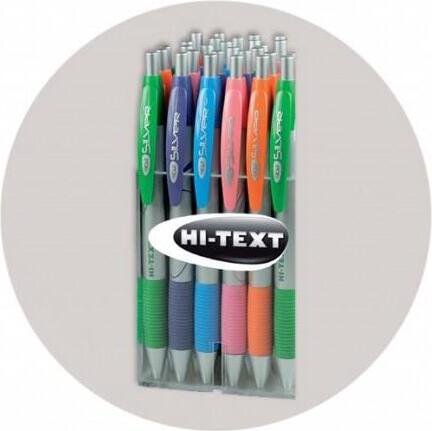 Hi-Text 902 Retractable Ballpoint Pen, Ergonomic Grip for Comfortable Writing, Quick-Drying Smooth Ink, Ideal for School and Office