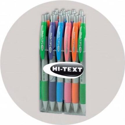 Hi-Text 902 Retractable Ballpoint Pen, 1.0 mm Medium Tungsten Carbide Tip, Ergonomic Non-slip Rubber Grip, Quick-drying Black Ink for Office and School