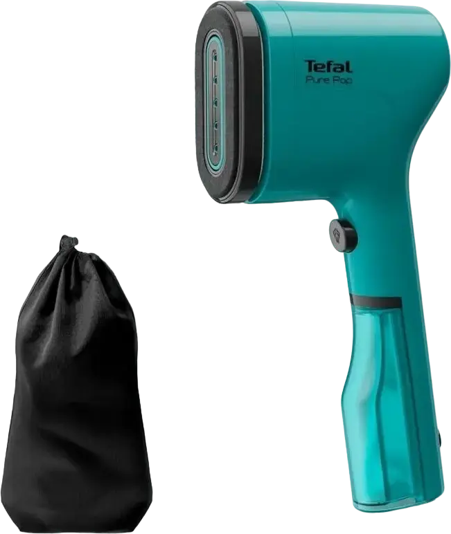 Fier de calcat cu abur vertical Tefal Pure Pop DT2024E1, Putere 1300W, Rezervor Apa 70ml, Flux Abur 20g/min, Sistem Pad Reversibil, Verde
