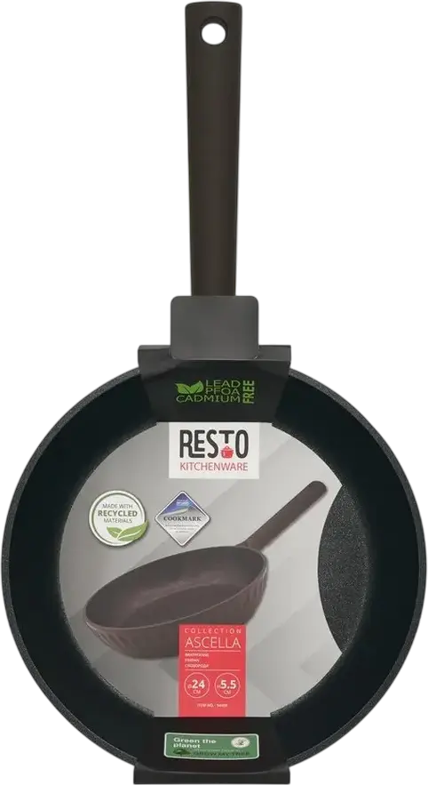 Resto Kitchenware Ascella 94009 Aluminium Frying Pan 24cm, Pfluon Cookmark Non-Stick Coating, Induction Bottom, PFOA Free, Dishwasher Safe