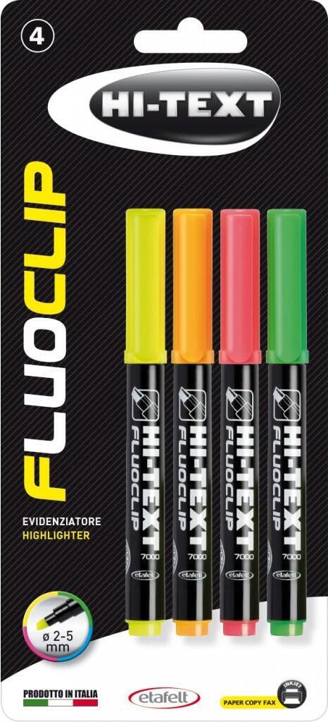 Set textmarker 4 buc in blister  Hi-Text Fluoclip 7000