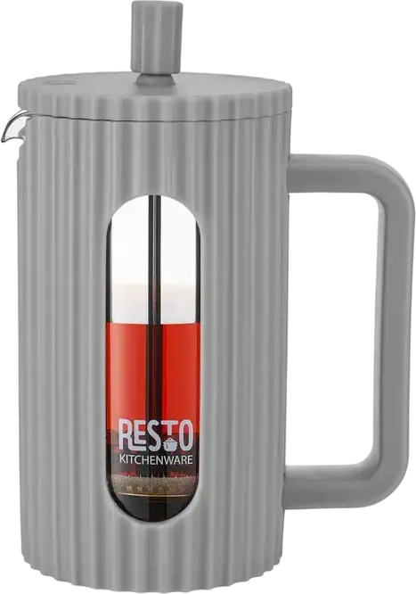RESTO 90532 Keid French Press Coffee Maker, 0.6L, Stainless Steel, Glass and Plastic, Light Grey