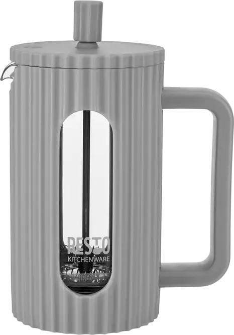 RESTO 90532 Keid French Press Coffee Maker, 0.6L, Stainless Steel, Glass and Plastic, Light Grey