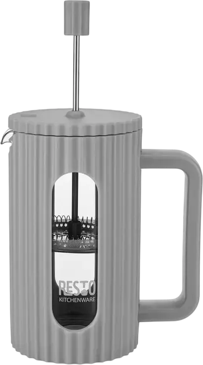 RESTO 90532 Keid French Press Coffee Maker, 0.6L, Stainless Steel, Glass and Plastic, Light Grey