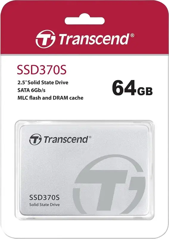 Transcend SSD370S 64GB 2.5" SATA III 6Gb/s Internal SSD, MLC NAND Flash, DDR3 DRAM Cache, Aluminum Casing, Up to 520MB/s Read, TS64GSSD370S