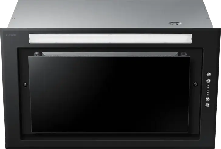 Встраиваемая вытяжка Samsung NK52FG455CC, черное стекло и нержавеющая сталь, производительность до 647 м3/ч (Booster), LED-подсветка, режим рециркуляции