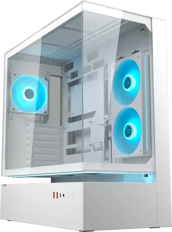 Carcasa Gaming Cougar CFV235 CGR-2DA4W Mid-Tower, Alb, Sticla Temperata Frontala si Laterala, ATX/M-ATX/ITX, GPU 430mm, Cooler CPU 175mm, Ventilatoare ARGB