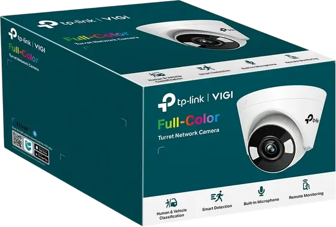 TP-Link VIGI C450 Turret Network IP Security Camera, 4.7MP (2880x1620), 4mm Lens, PoE, IR Night Vision 30m, Built-in Mic, Human & Vehicle Classification, White
