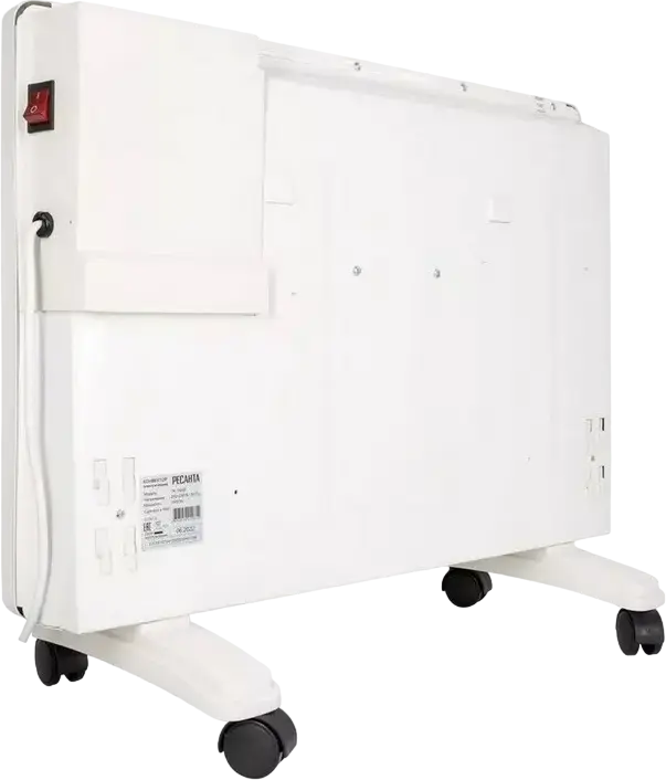 Resanta OK-1500E Electric Convector Heater, 1500W, Monolithic X-shaped Element, 20m2 Heating Area, Timer, Remote Control, IP24, White, Wall/Floor Mount