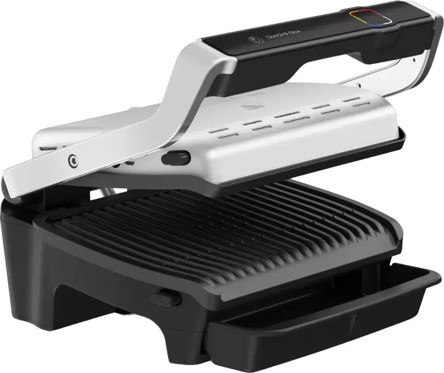 Tefal OptiGrill Elite Electric Grill 2000W, 30x20 cm Plates, 12 Automatic Programs, Searing Boost, Touch Control, Detachable Dishwasher Safe Plates, Silver