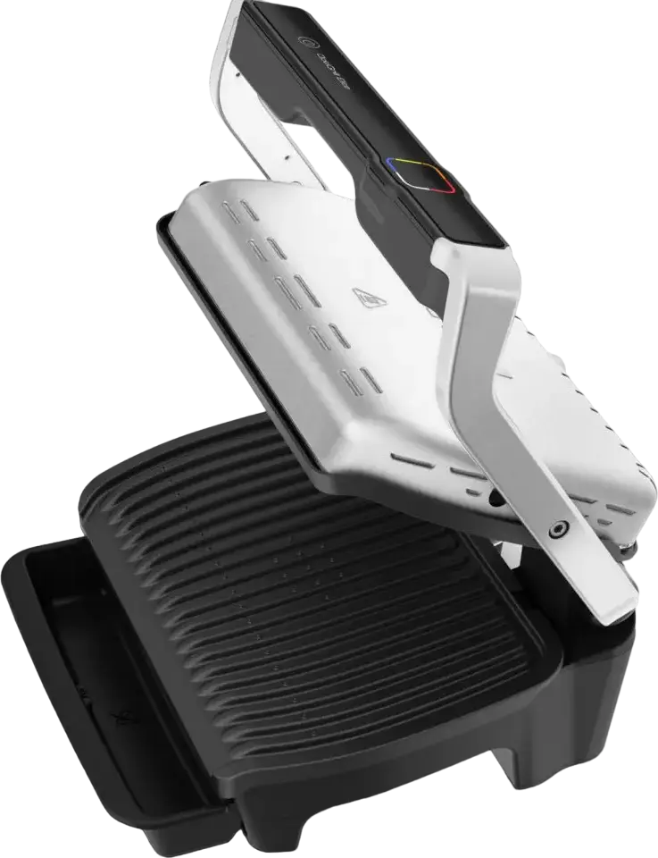 Tefal OptiGrill Elite Electric Grill 2000W, 30x20 cm Plates, 12 Automatic Programs, Searing Boost, Touch Control, Detachable Dishwasher Safe Plates, Silver