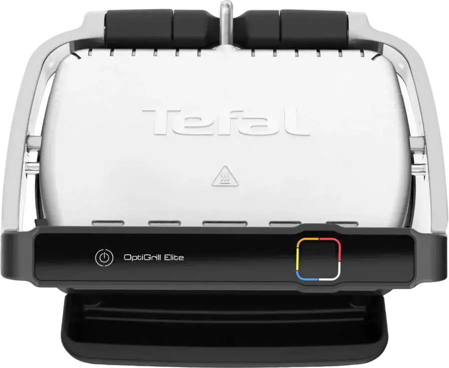 Tefal OptiGrill Elite Electric Grill 2000W, 30x20 cm Plates, 12 Automatic Programs, Searing Boost, Touch Control, Detachable Dishwasher Safe Plates, Silver
