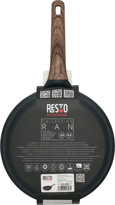 Resto RAN 93909 Frypan 24 cm, Aluminum with Pfluon Cookmark Non-Stick Coating, PFOA Free, Induction and All Gas/Electric Hobs, Black