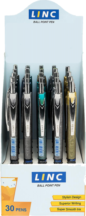 LINC Elantra 4013F Automatic Retractable Ballpoint Pen, 0.7mm Fast-Flow Tip, Tungsten Carbide Ball, Waterproof Quick-Drying Blue Ink, Ergonomic Grip