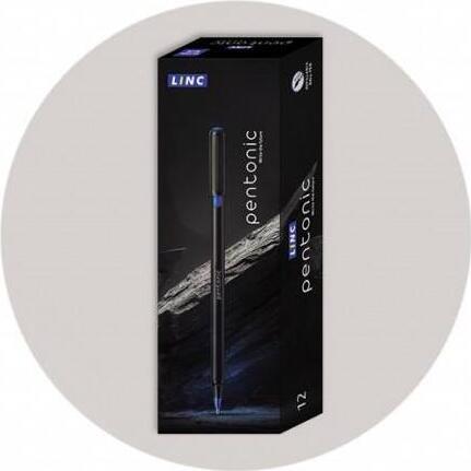LINC Pentonic Gel Pen 0.6mm Blue Ink, Waterproof Fast-Drying, Minimalist Matte Black Ergonomic Barrel for Office and School