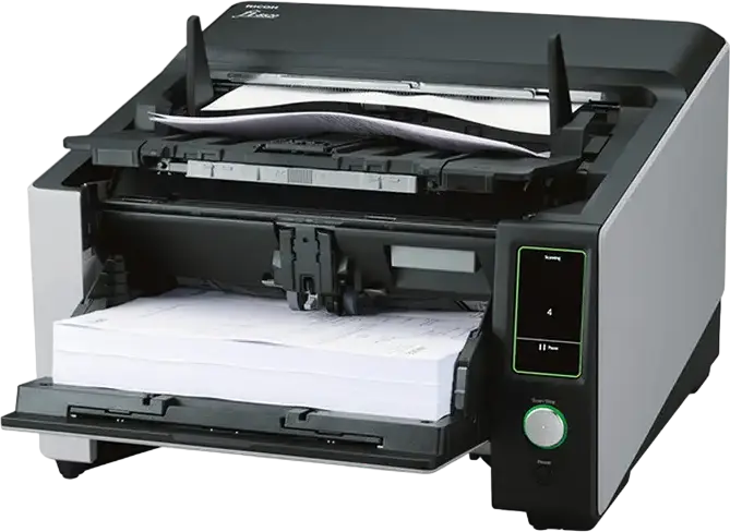 Scanner de documente Ricoh fi-8820 A3 cu ADF de 500 foi, scanare duplex 240 ipm, rezolutie optica 600 dpi, Ethernet, USB 3.2 si ecran tactil 4.3"