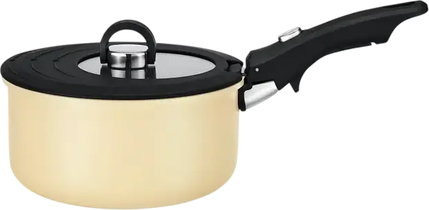 RESTO 95802 Save & Stock Cookware Set, Non-Stick Aluminium Pots and Pans with Detachable Handle, Glass Lids, Induction Compatible, PTFE/PFAS Free, Beige