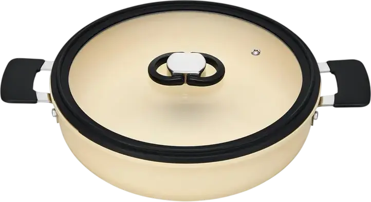 RESTO 95802 Save & Stock Cookware Set, Non-Stick Aluminium Pots and Pans with Detachable Handle, Glass Lids, Induction Compatible, PTFE/PFAS Free, Beige