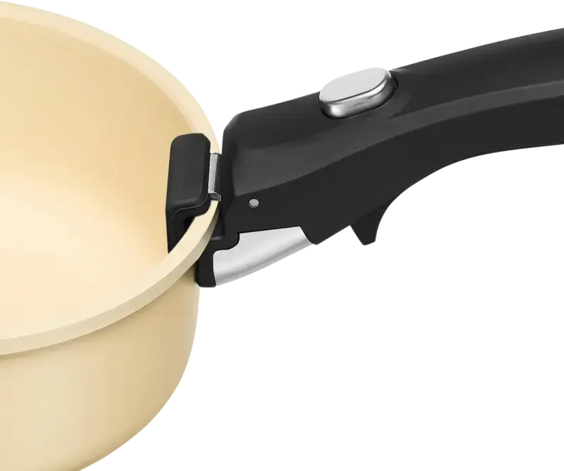 RESTO 95802 Save & Stock Cookware Set, Non-Stick Aluminium Pots and Pans with Detachable Handle, Glass Lids, Induction Compatible, PTFE/PFAS Free, Beige