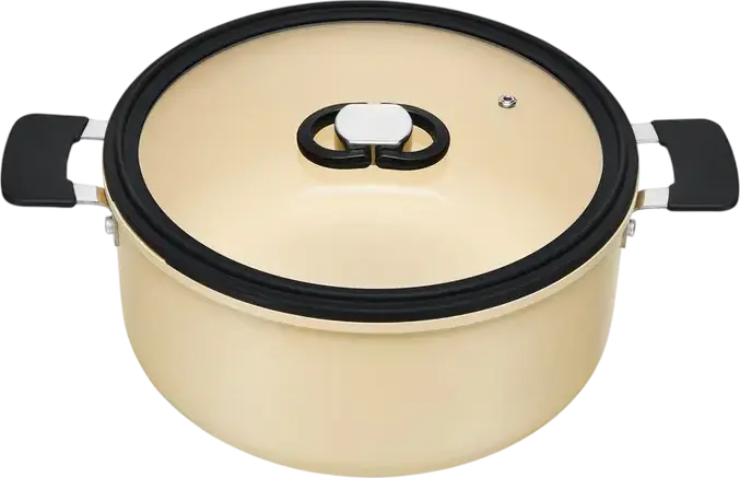 RESTO 95802 Save & Stock Cookware Set, Non-Stick Aluminium Pots and Pans with Detachable Handle, Glass Lids, Induction Compatible, PTFE/PFAS Free, Beige