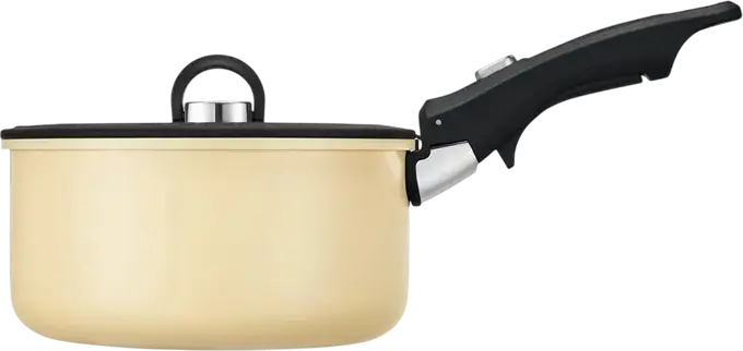 RESTO 95802 Save & Stock Cookware Set, Non-Stick Aluminium Pots and Pans with Detachable Handle, Glass Lids, Induction Compatible, PTFE/PFAS Free, Beige