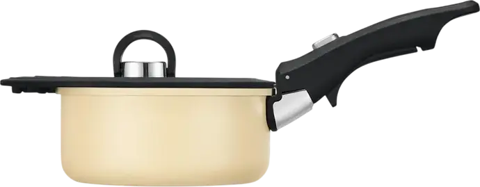 RESTO 95802 Save & Stock Cookware Set, Non-Stick Aluminium Pots and Pans with Detachable Handle, Glass Lids, Induction Compatible, PTFE/PFAS Free, Beige