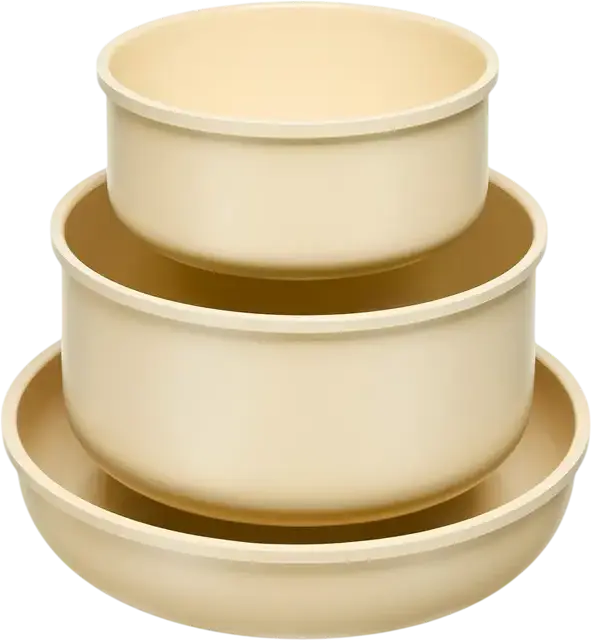 RESTO 95802 Save & Stock Cookware Set, Non-Stick Aluminium Pots and Pans with Detachable Handle, Glass Lids, Induction Compatible, PTFE/PFAS Free, Beige