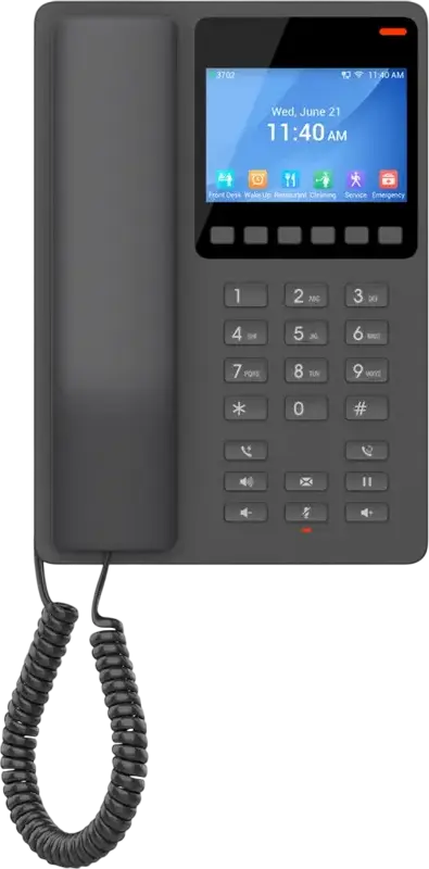 IP-телефон для отелей Grandstream GHP631W, 2 SIP-линии, цветной ЖК-дисплей, двухдиапазонный Wi-Fi 6, PoE, 10 клавиш быстрого набора, HD-динамик, черный