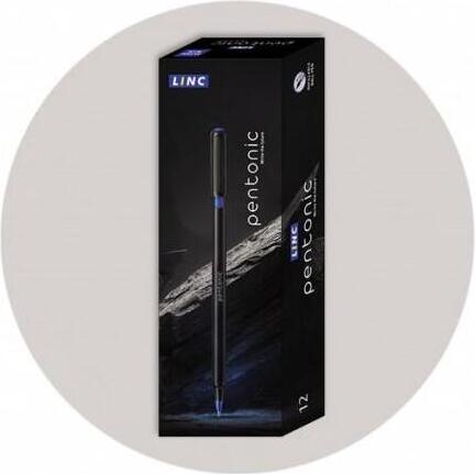 Stilou Gel LINC Pentonic 0.6 mm Cerneala Rosie, Cerneala waterproof cu Uscare Rapida, Corp Plastic Negru Mat cu Varf din Otel Inoxidabil, 856RED