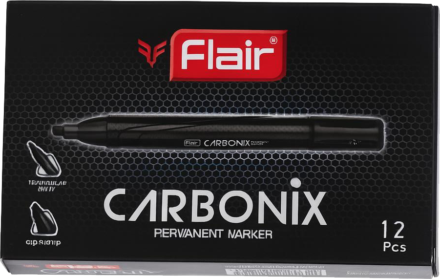 Marker permanent triunghi FLAIR Carbonix 1386 1/12/720 negru
