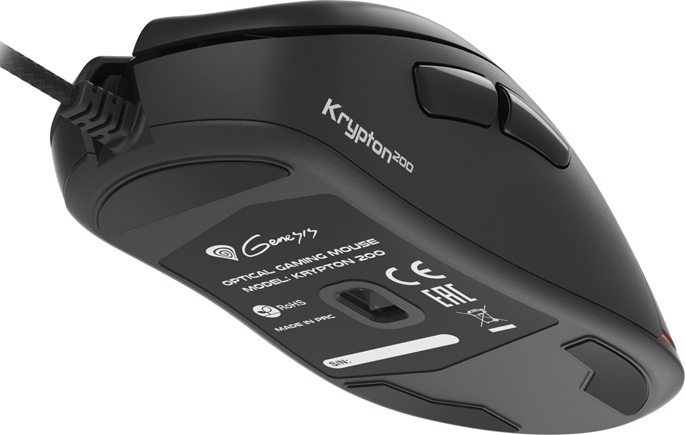 Genesis Krypton 200 NMG-1713 Wired Gaming Mouse, Optical Sensor 6400 DPI, 6 Programmable Buttons, Silent Switches, RGB PRISMO Lighting, Black