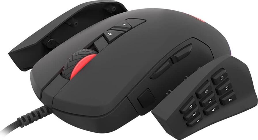 Genesis Xenon 770 NMG-1473 Gaming Mouse, Pixart PAW3327 Optical Sensor, 10200 DPI, 14 Programmable Buttons, RGB Prisma, Interchangeable MMO/FPS Panels