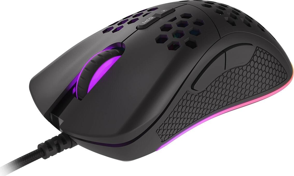 Genesis Krypton 555 Ultra-Light Gaming Mouse, Pixart PAW3333 Optical Sensor, 8000 DPI, 7 Programmable Buttons, RGB PRISMO Lighting, Paracord Cable
