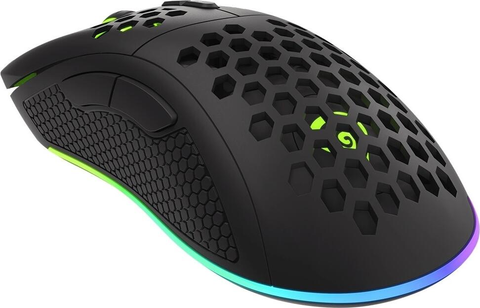 Genesis Krypton 555 Ultra-Light Gaming Mouse, Pixart PAW3333 Optical Sensor, 8000 DPI, 7 Programmable Buttons, RGB PRISMO Lighting, Paracord Cable