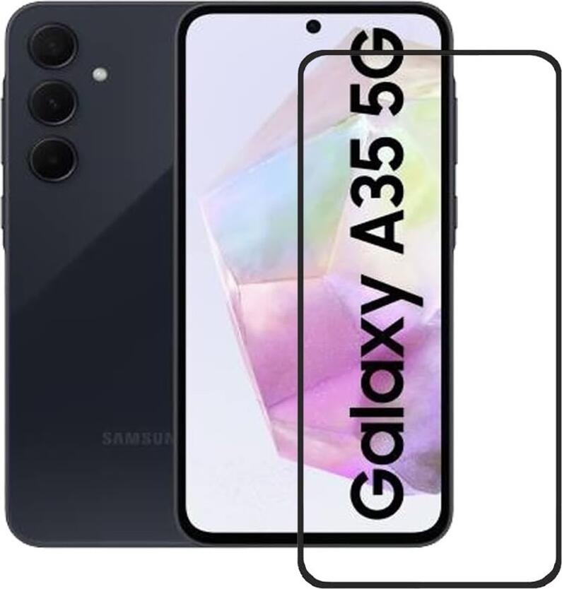 Helmet Diamond Glass 5D Tempered Glass Screen Protector for Samsung Galaxy A35 5G, Full Coverage Curved Edges, Shock and Scratch Resistant, Black