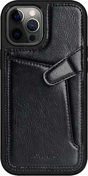 Nillkin Aoge Leather Wallet Flip Case for iPhone 12 Pro Max, Anti-Shock PC TPU Hard Shell Cover with Card Slot and Dust Protection