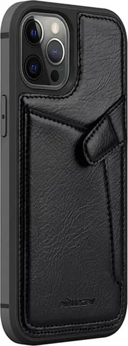 Nillkin Aoge Leather Case for Apple iPhone 12 and iPhone 12 Pro 6.1 inch, Slim Business Shockproof PC Shell Cover with Internal Card Slot, Black