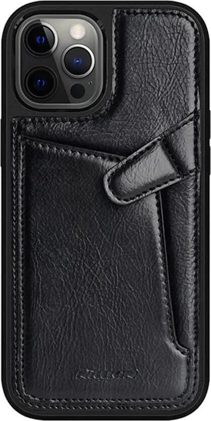 Nillkin Aoge Leather Case for Apple iPhone 12 and iPhone 12 Pro 6.1 inch, Slim Business Shockproof PC Shell Cover with Internal Card Slot, Black