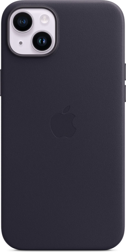 NO Brand Case Original Leather with MagSafe for iPhone 15 Plus/14 Plus, Ink