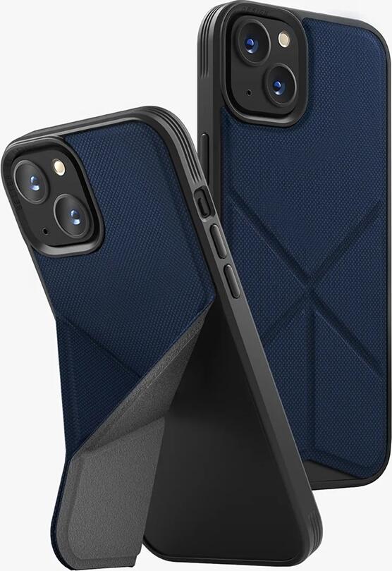 Чехол Uniq Transforma Magclick Charging Hybrid для iPhone 15 Pro Max 6.7", поддержка MagSafe, складная подставка, корпус из PC и TPU, синий