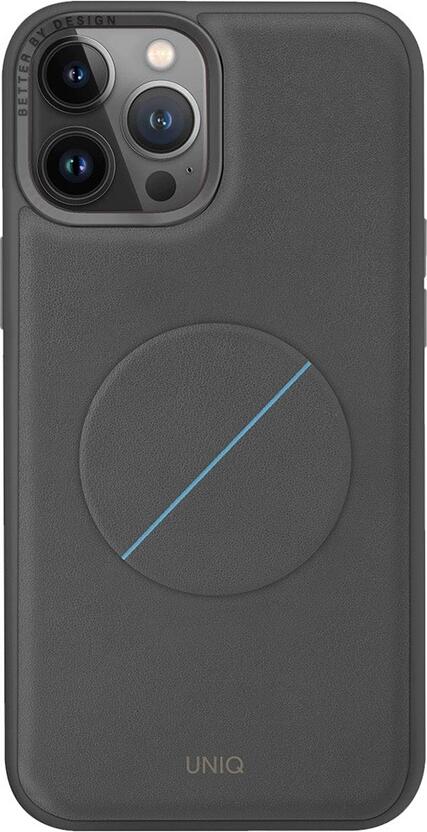 Чехол UNIQ Novo Серый для Apple iPhone 14 Pro 6.1 дюйма, матовый поликарбонат с магнитным складным диском-подставкой и противоударной защитой AiroGroovd