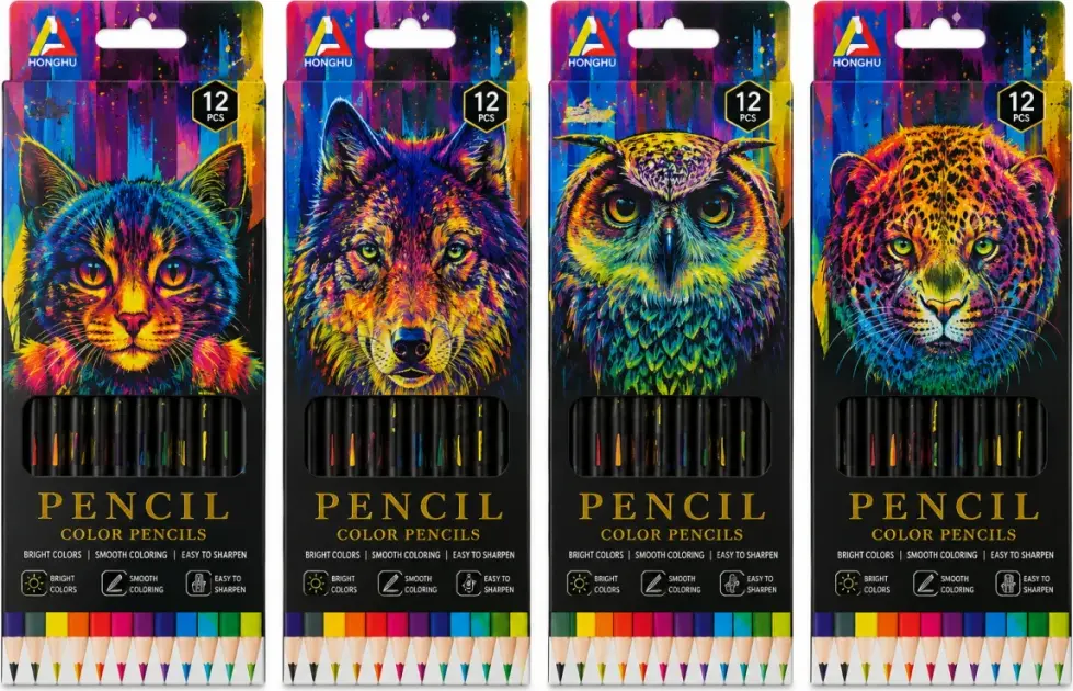 Prostand Creioane colorate 12culori  HONGHU Animals  HL-25023  1/12/240 Карандаши цветные 12 цв. HONGHU Animals  HL-25023