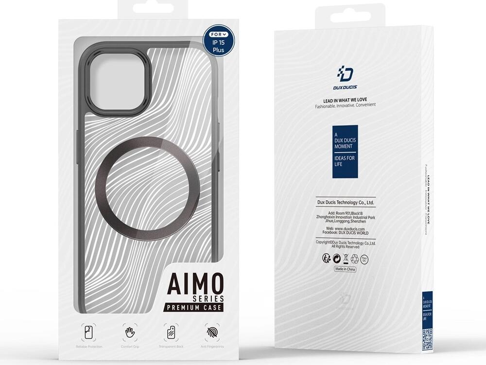 Dux Ducis AIMO Case for iPhone 15 Plus, MagSafe Compatible Shockproof Cover, Rigid PC and Soft TPU Hybrid Material, Anti-Fingerprint Transparent Back