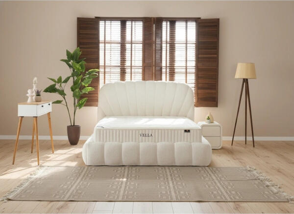 Saltea Premium BRN Vella Anatomică și Ortopedică, 180x200 cm, Arcuri Pocket Independente, Memory Foam Gel și Comfort Foam, Husă Velur Q&DRY, Înălțime 27 cm