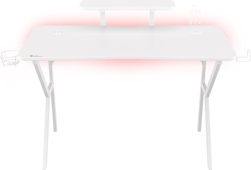 Genesis Desk Gaming Holm 320, RGB White (Organizer, Wireless Charger, Multiple holder, USB Hub, Remote Controller, 120x60x75cm)